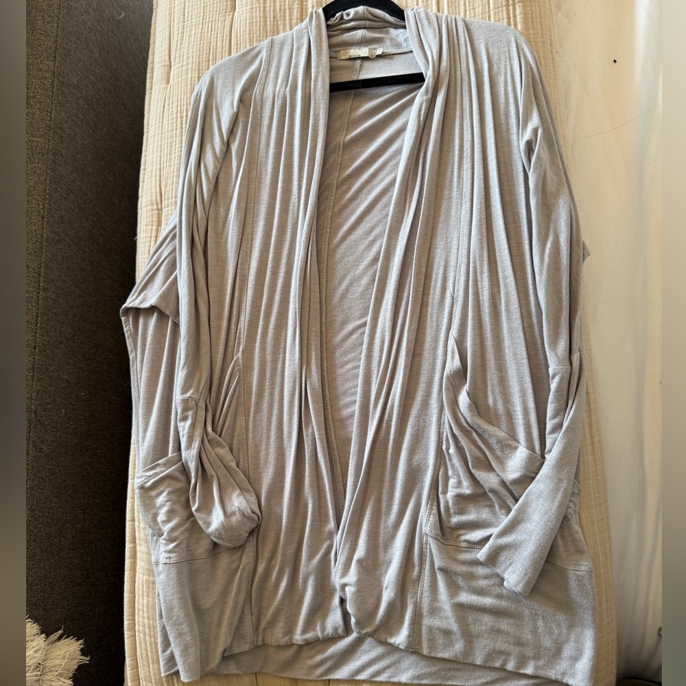 Elegant Light Gray Drape Cardigan